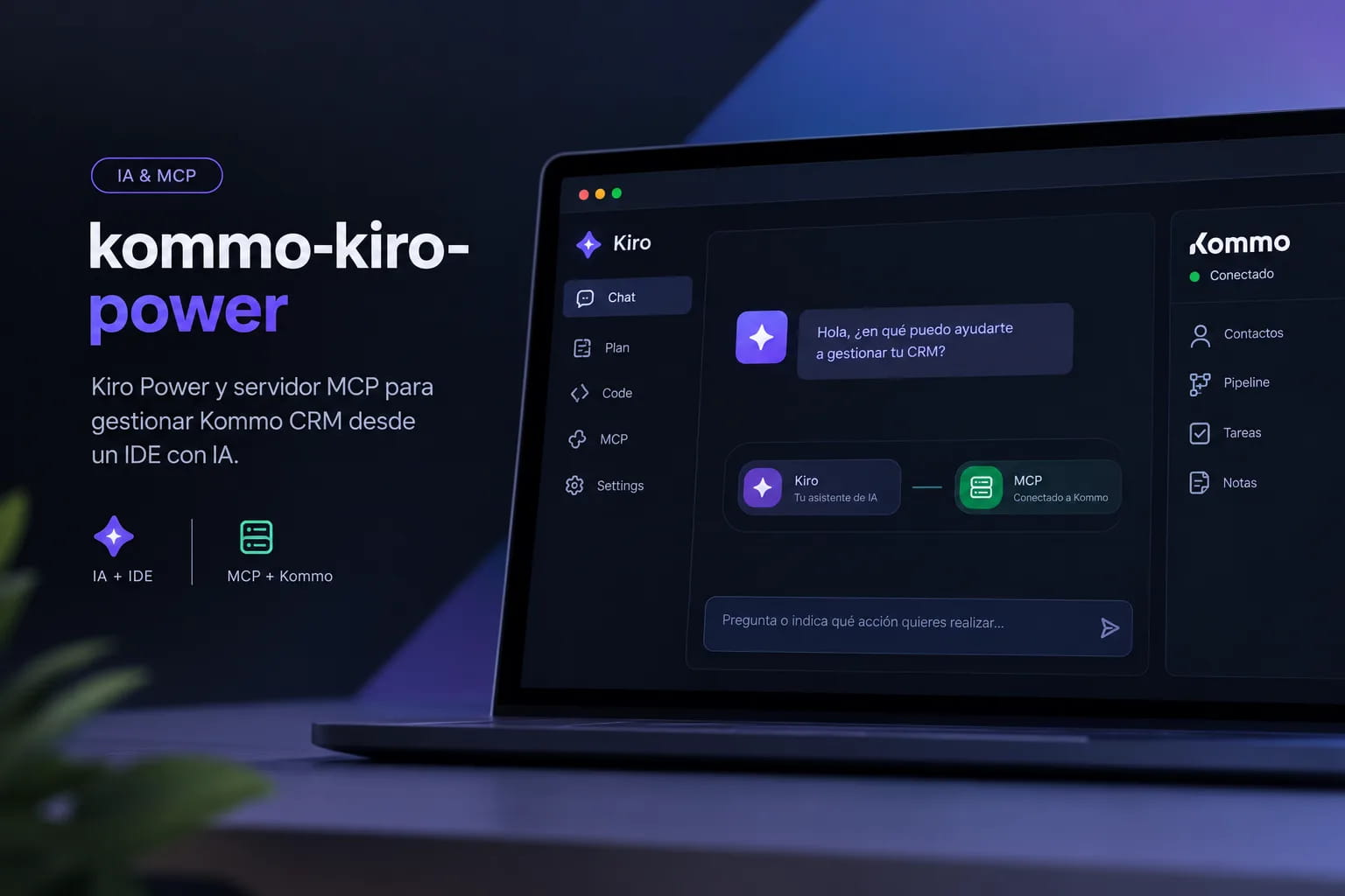 kommo-kiro-power: Kiro Power y servidor MCP para gestionar Kommo CRM desde un IDE con IA.